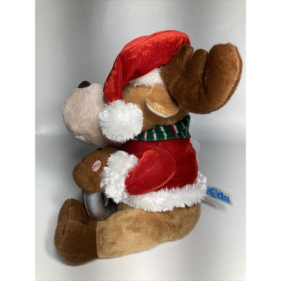 Kids Of America Holiday Cheer Animated Singing Santa Reindeer w/ Flashing Wheel - Picture 3 of 8